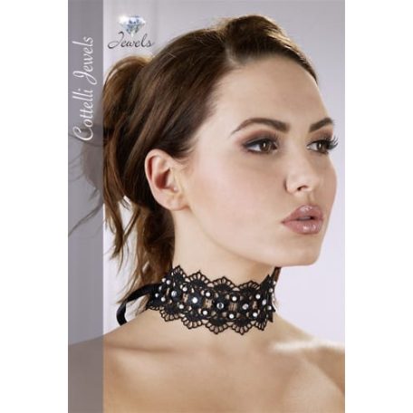 Embroidered Choker+Rhinestones