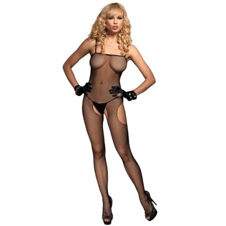 728672 Fishnet Suspender Bodystocking O/S Black