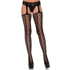 Lace up backseam stockings, black, O/S