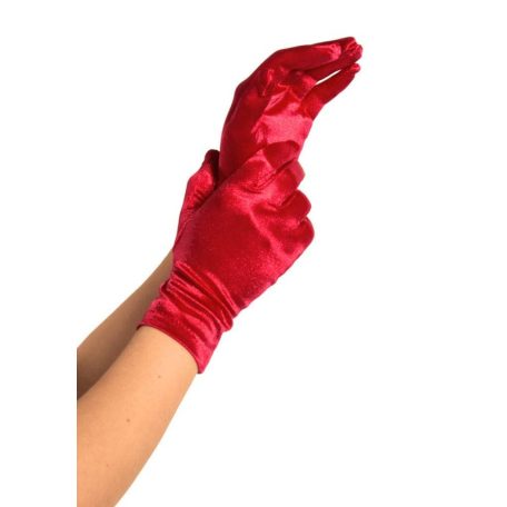 Wrist Length Satin Gloves, red, O/S