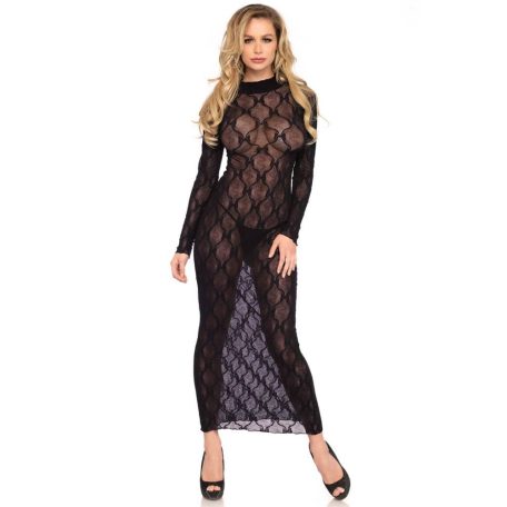 Long sleeved long dress, black, O/S